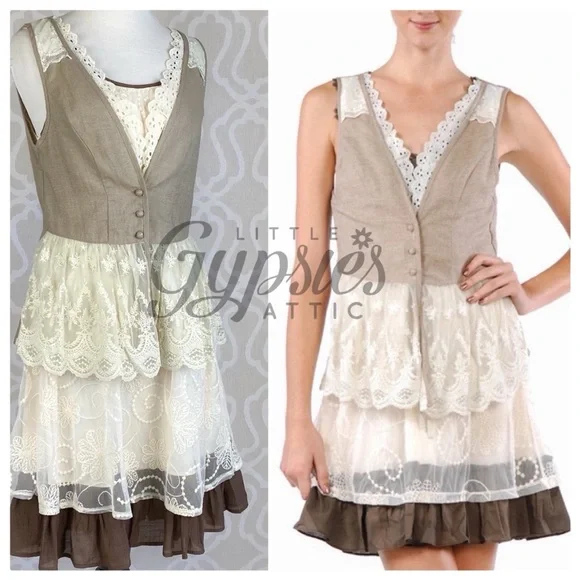 A’reve Peplum Lace Layered Tunic Vest Style Top - Picture 14 of 14